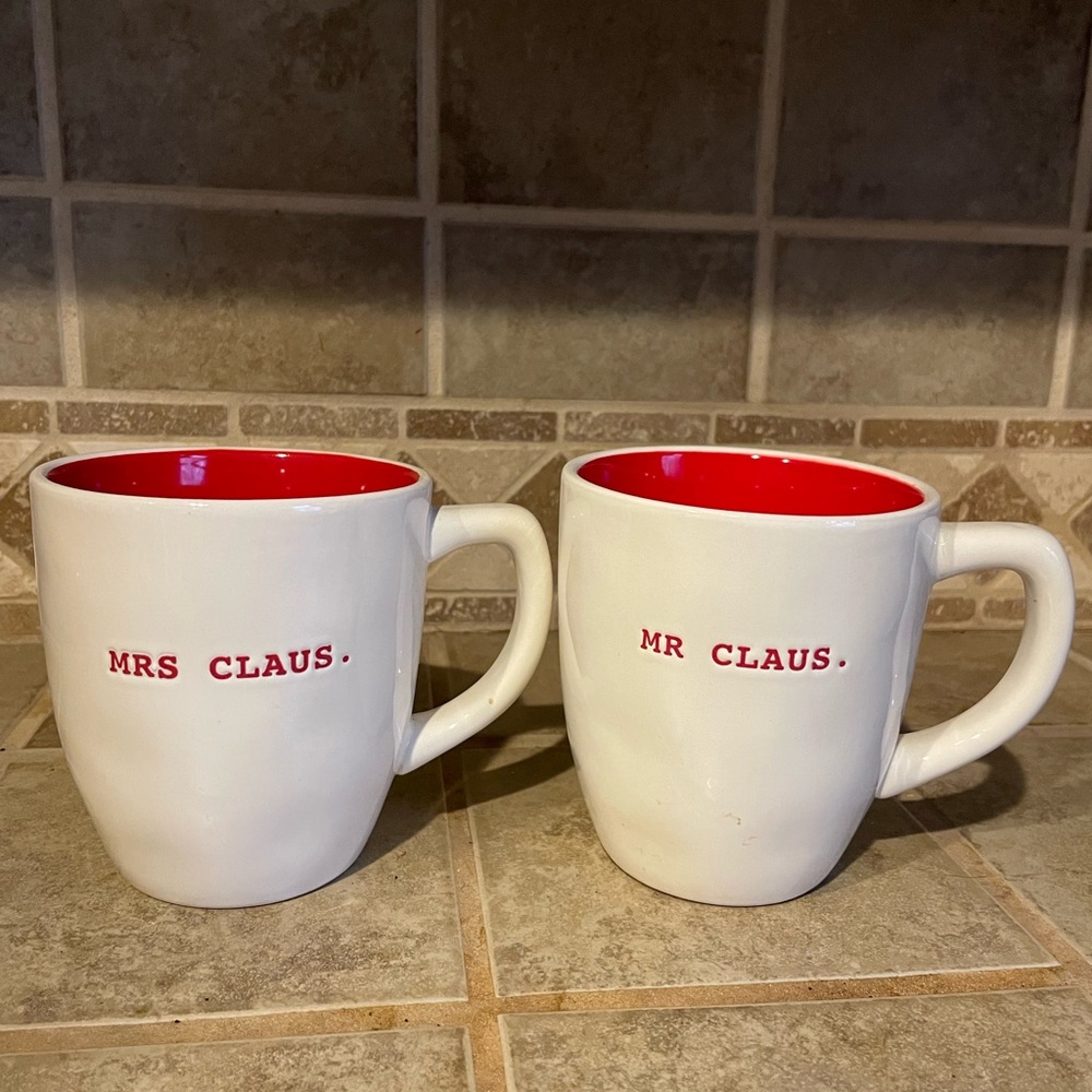 Rae Dunn Mr. & Mrs. Claus large mugs
